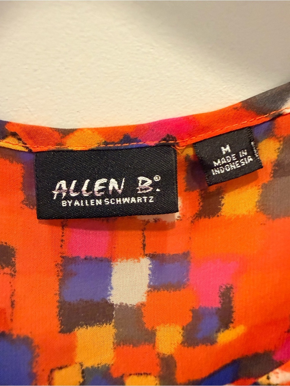 Allen B Large Abstract Print Peplum Blouse Colorful Sheer Flowy Top - Picture 4 of 9